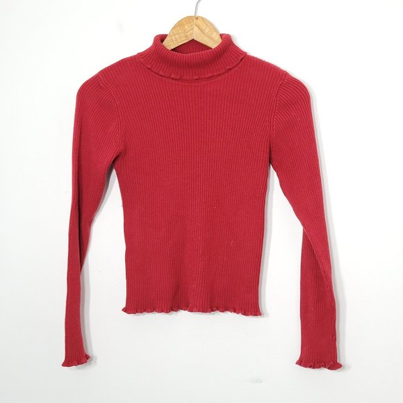 The Children's Place Other - The Childrens Place Red Turtle Neck Long Sleeve Ribbed Knit Sweater Shirt Large